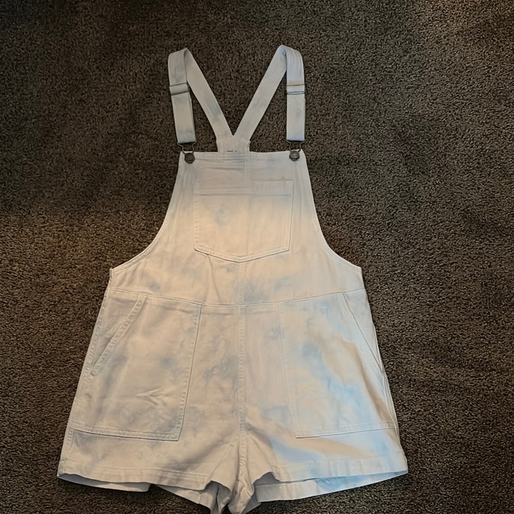 Aerie White/Light blue Denim Overalls